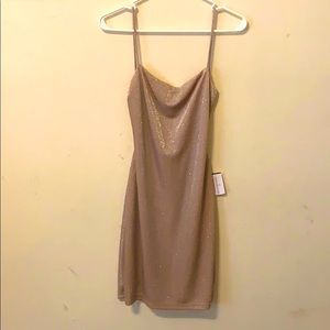 Natural color backless sparkling dress